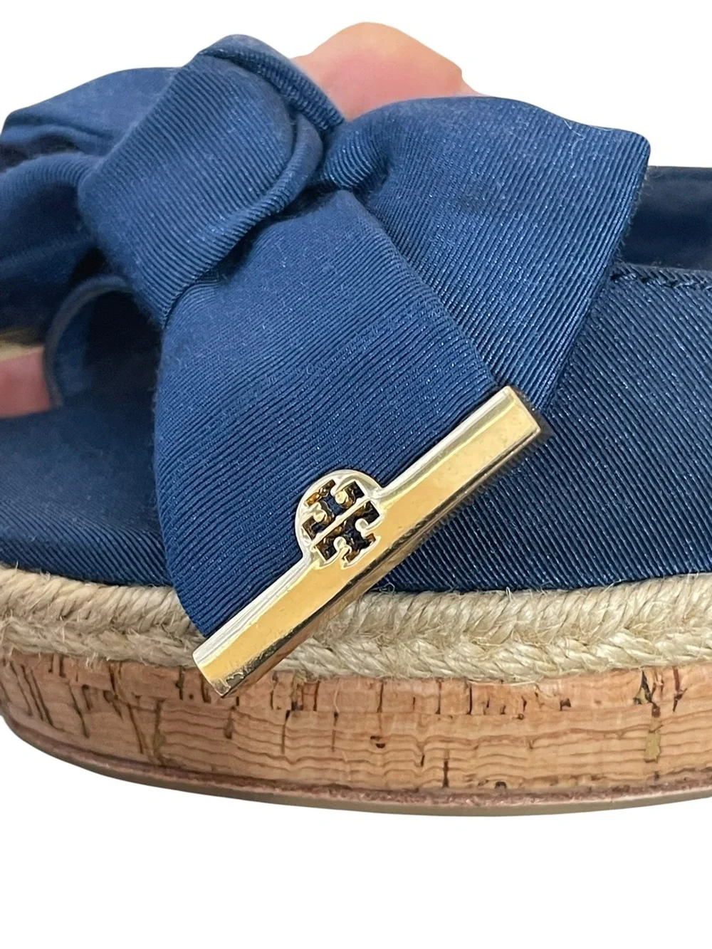 Tory Burch Penny Bow Platform Wedge Sandals Ankle Strap Buckle Women Shoes 10M